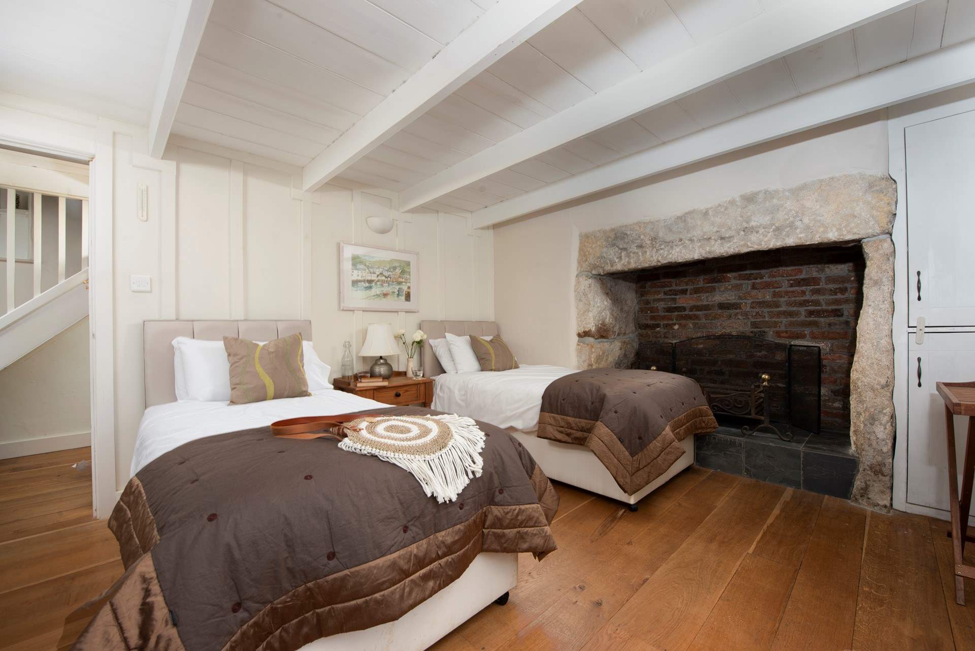 The twin bedroom on the ground floor has use of the family shower-room also located on the ground floor. 