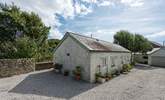 This is the gravel driveway shared with Mounts Bay Cottage which is opposite Trebarvah Farmhouse.  - Thumbnail Image