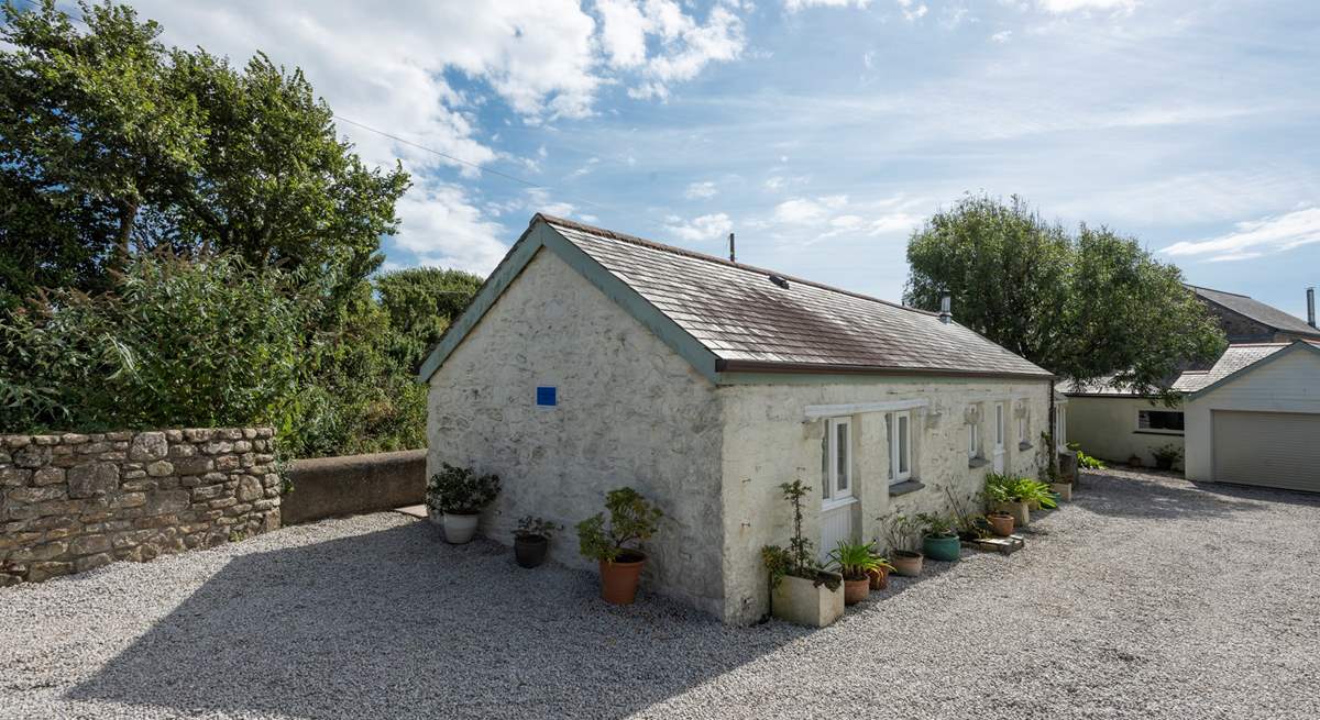 This is the gravel driveway shared with Mounts Bay Cottage which is opposite Trebarvah Farmhouse. 