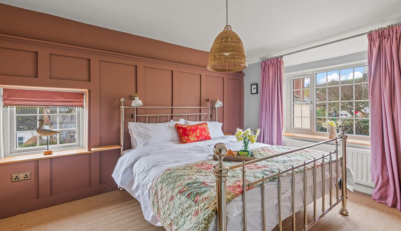 Bedroom two is equally as grand with this super-king size bed.