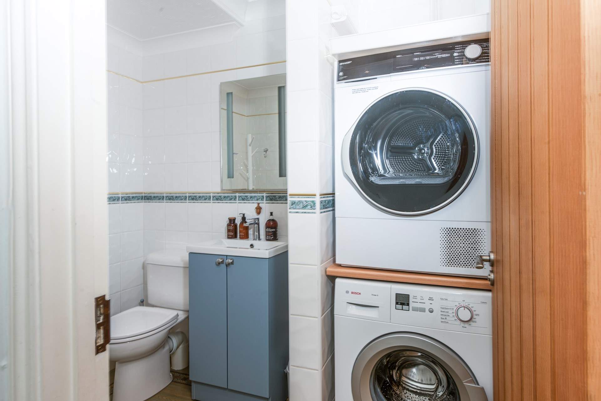 The handy ground floor loo has a separate washer and drier. 