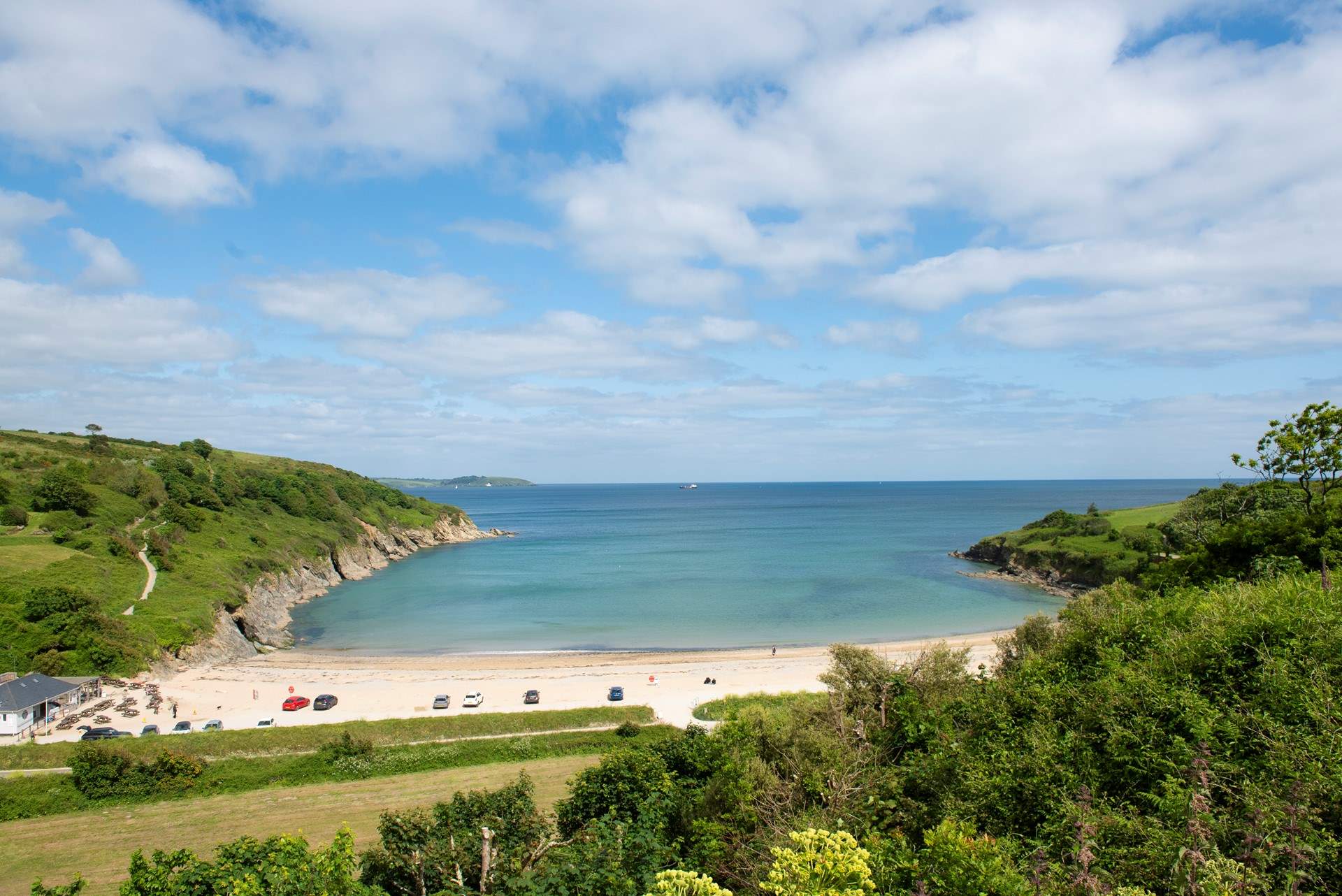Maenporth beach is just a short stroll down a  steep hill. 