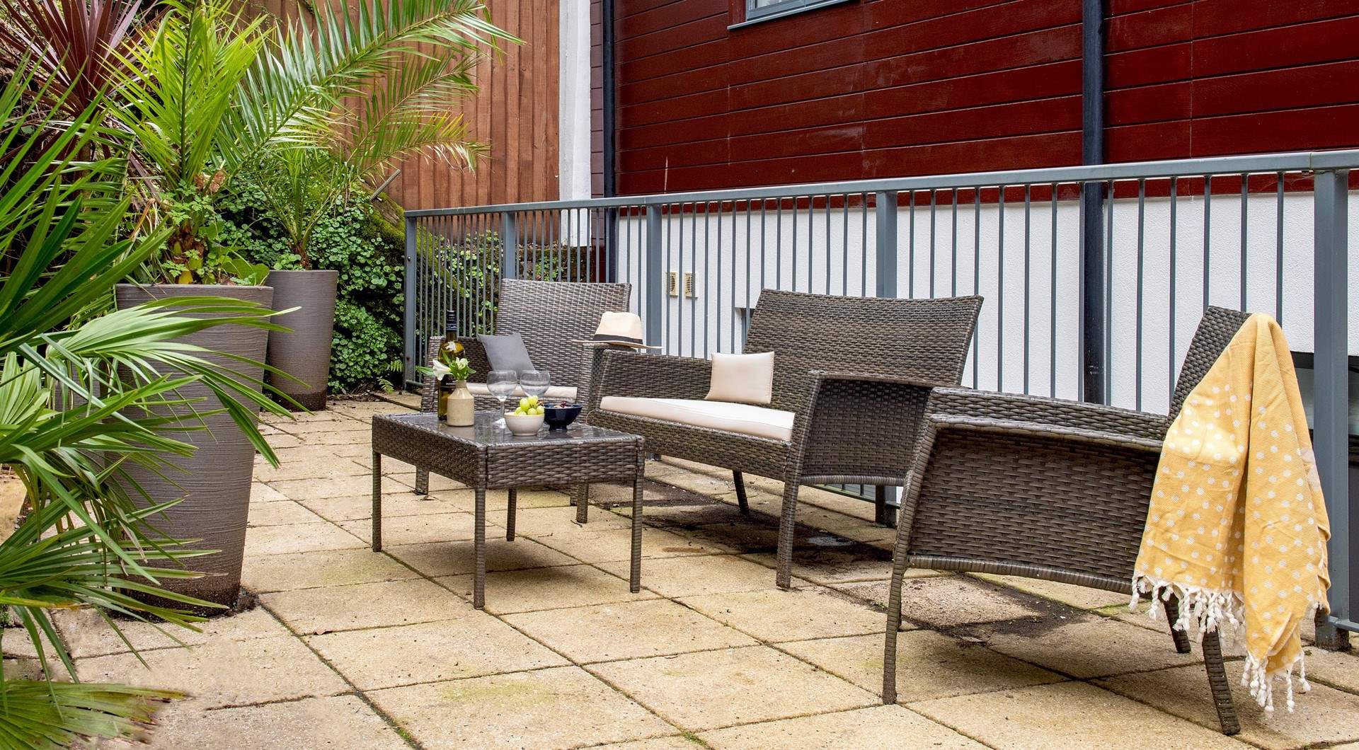 Relax on the outside terrace (shared with two other apartments).