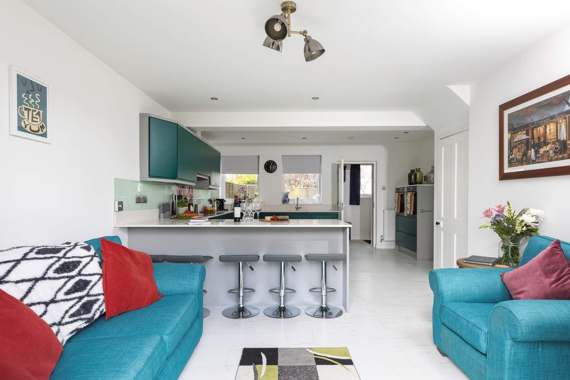 There's lots of space in the kitchen to relax.