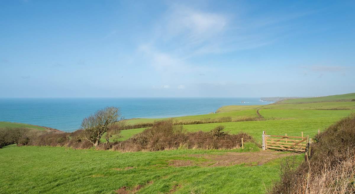 The spectacular view stretches out across open countryside and the coastline.