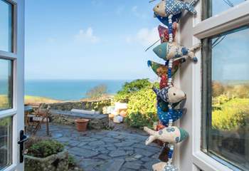Patio doors lead from the kitchen out to the terrace.