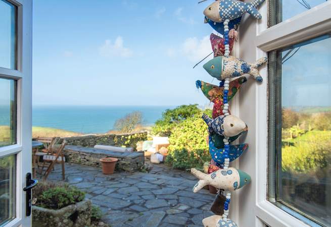 Patio doors lead from the kitchen out to the terrace.