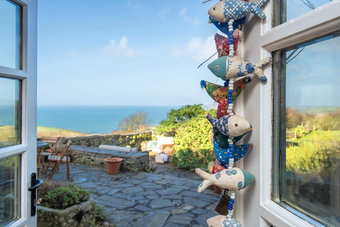 Patio doors lead from the kitchen out to the terrace.