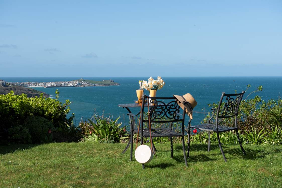 Breathtaking views from the stunning communal garden with far reaching views to St Ives and beyond.