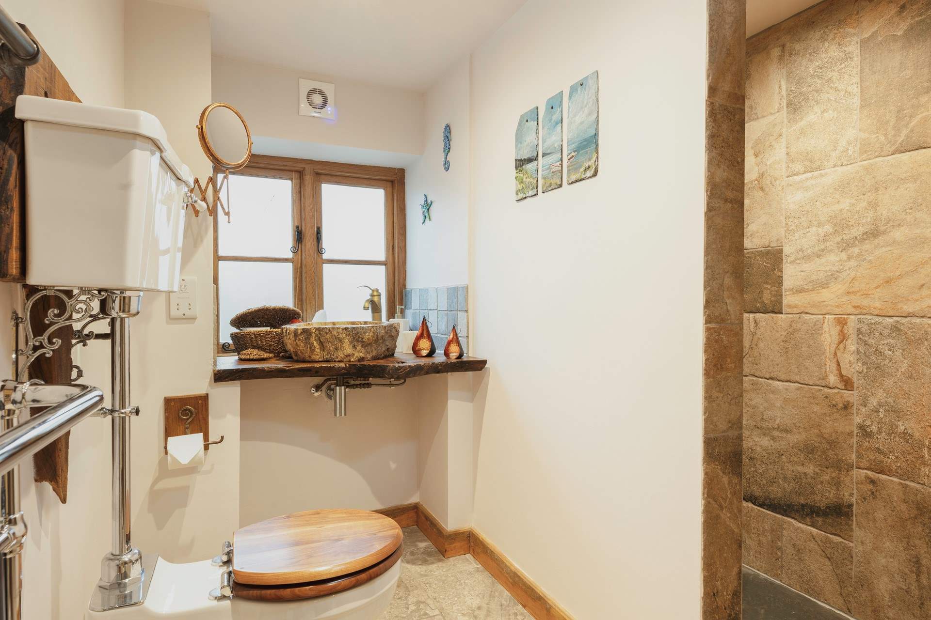 There is a lovely walk-in shower on the ground floor.