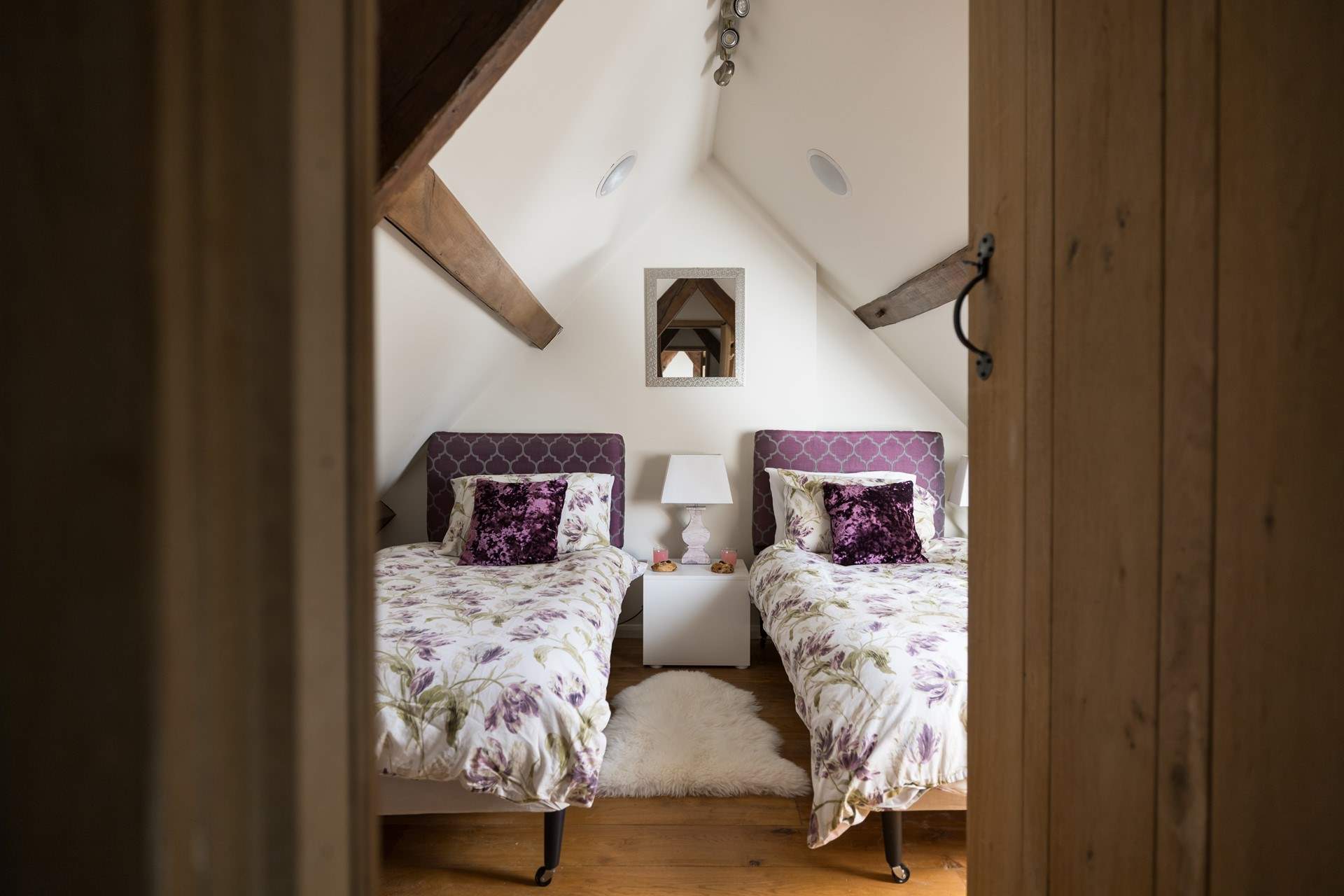 The pretty twin room on the second floor, with restricted head height.