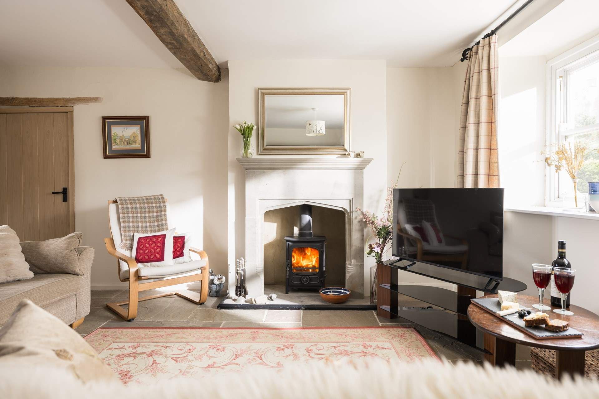 The wood-burner keeps you cosy whenever you visit.