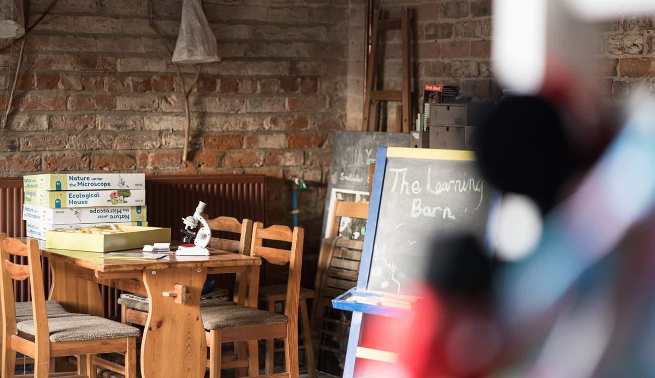 An enquiring mind is well catered for in the play barn. 