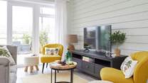 A bright and cheerful interior awaits.