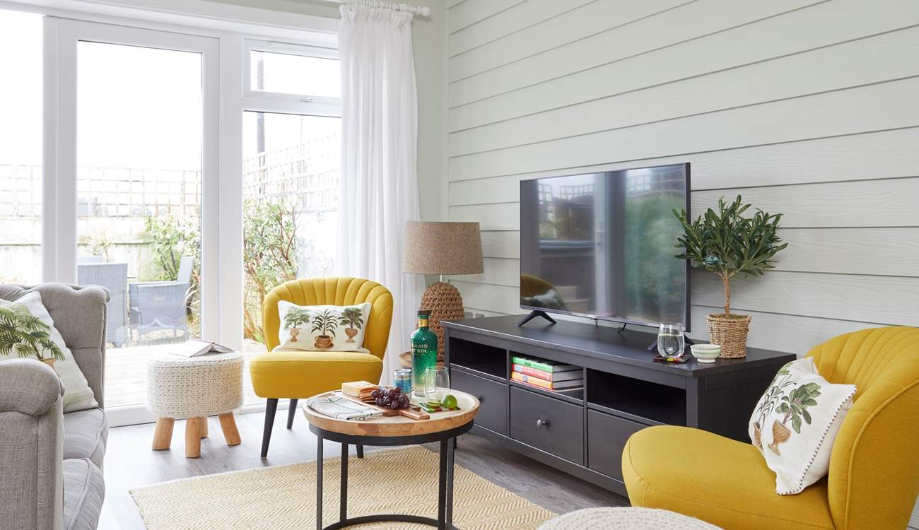 A bright and cheerful interior awaits.