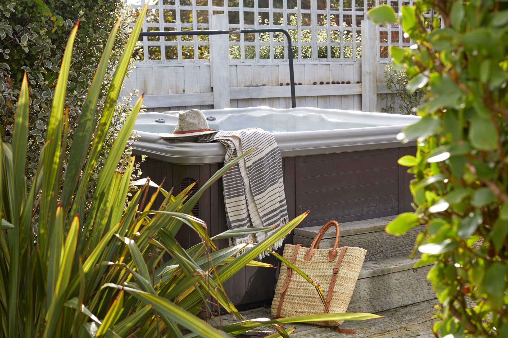 The bubbling hot tub is waiting for you at Escape Away.