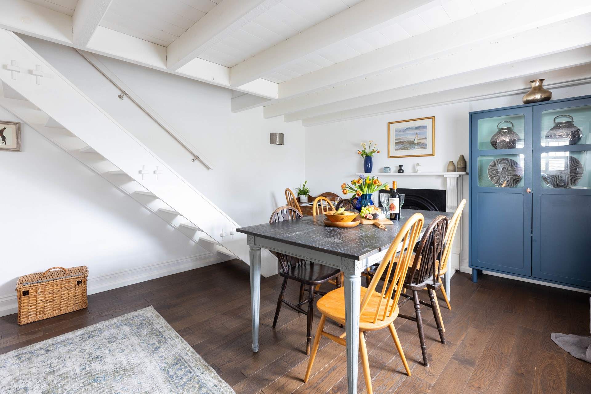 Take care on the open-tread stairs. 