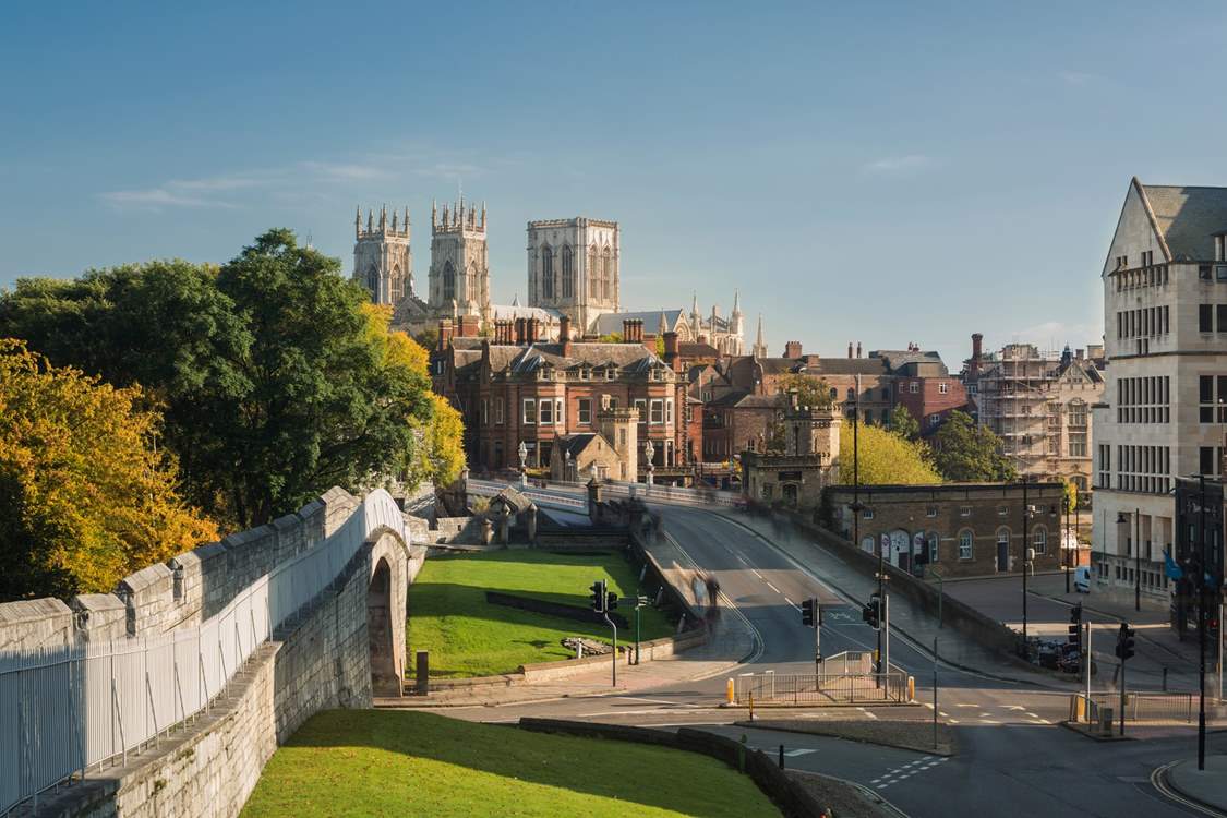 Walk atop the historic Roman Walls that surround the city of York.