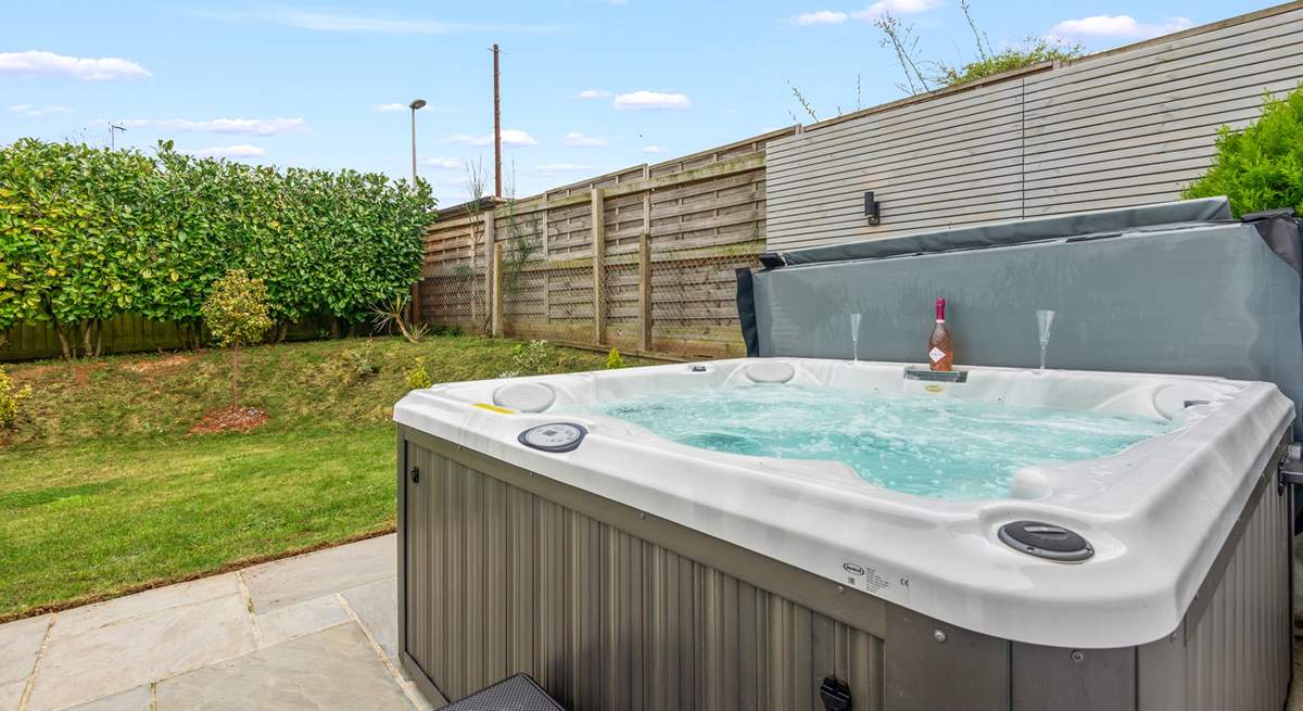 Spend time in the bubbling hot tub.