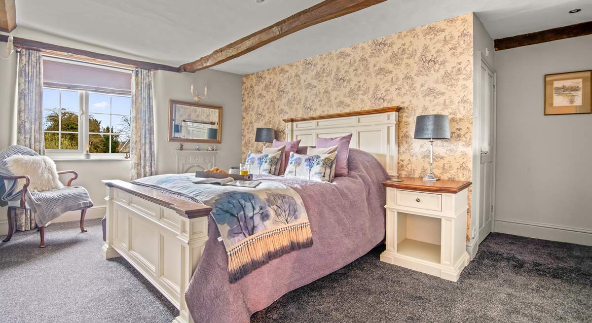 Bedroom three is home to this beautiful king-size bed which has a shower-room en suite tucked in behind it. Please take note of a slight slope on the approach to the en suite.