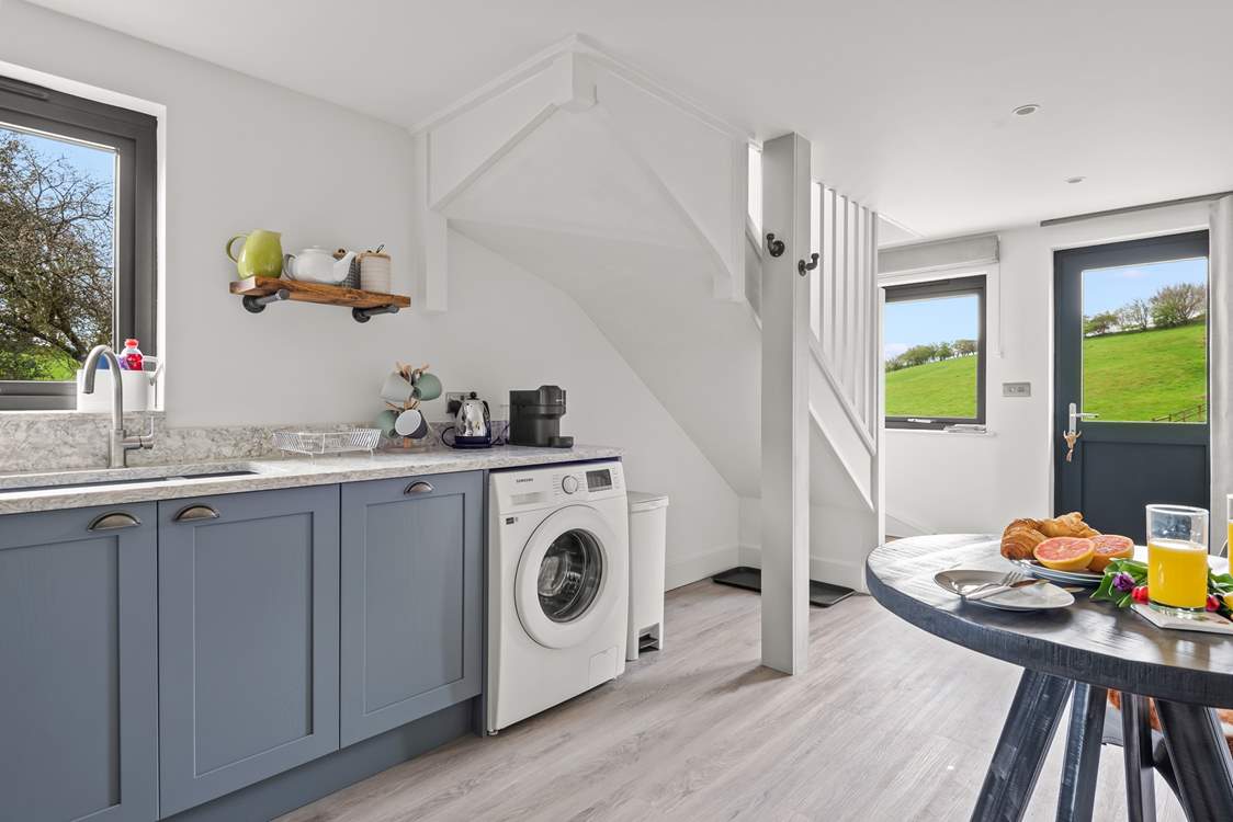 The kitchen and dining area is super spacious for two.