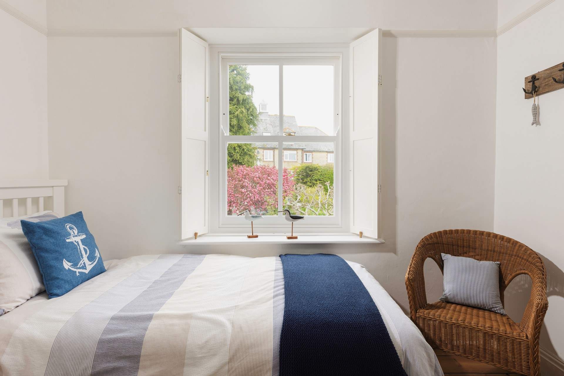 This room has a view of the garden.