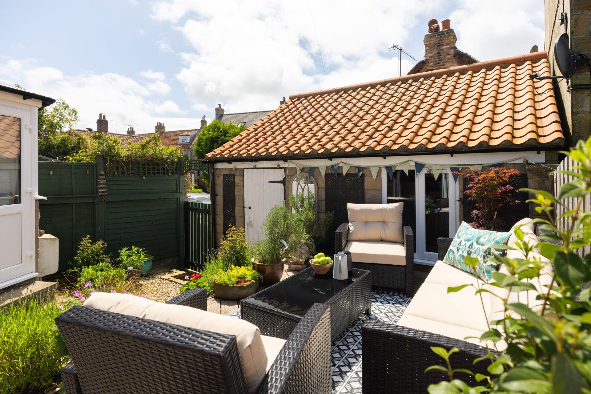 Cocktails at sundown in the courtyard patio, of course, it's a must.