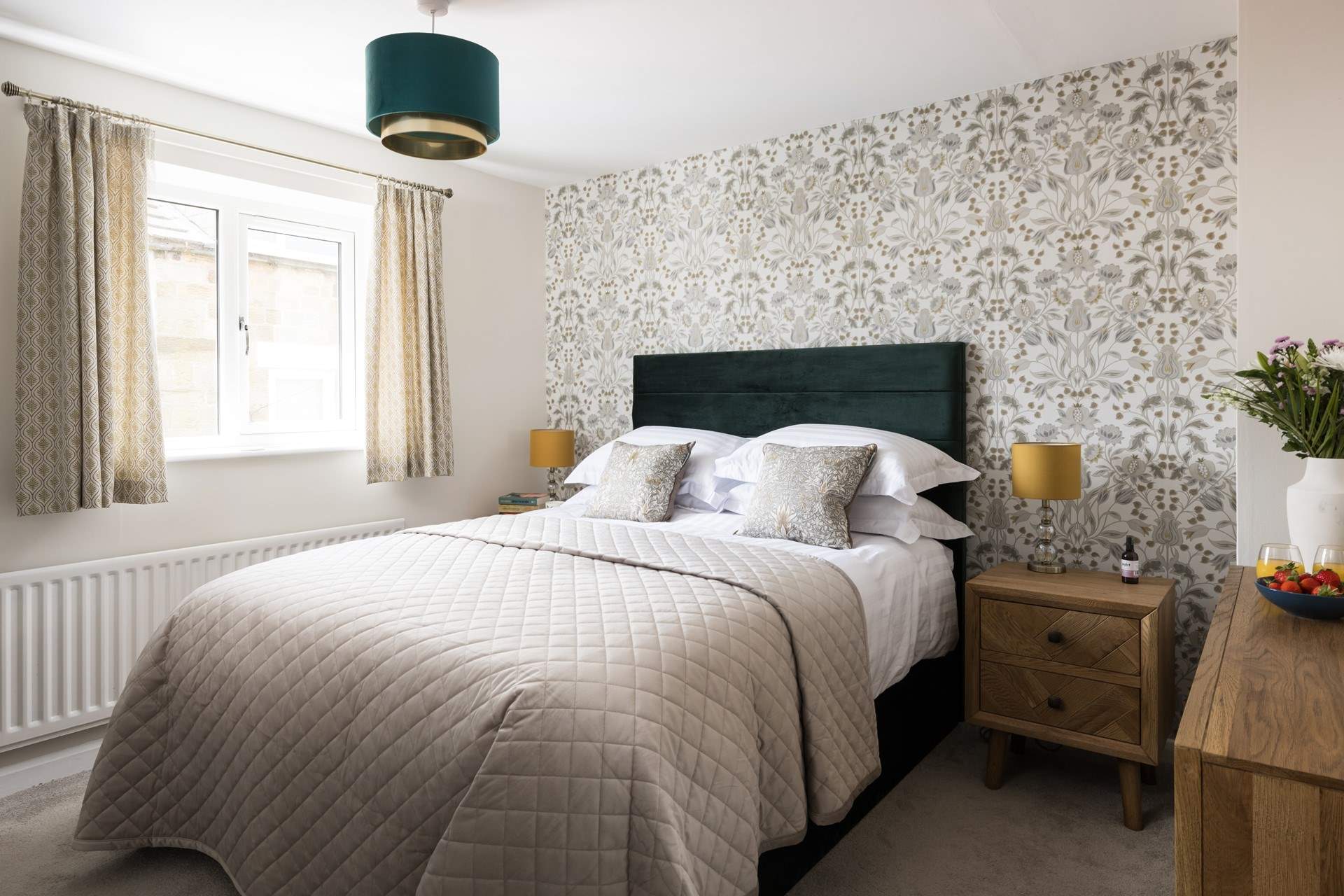 Neutral colours grace this relaxing bedroom.