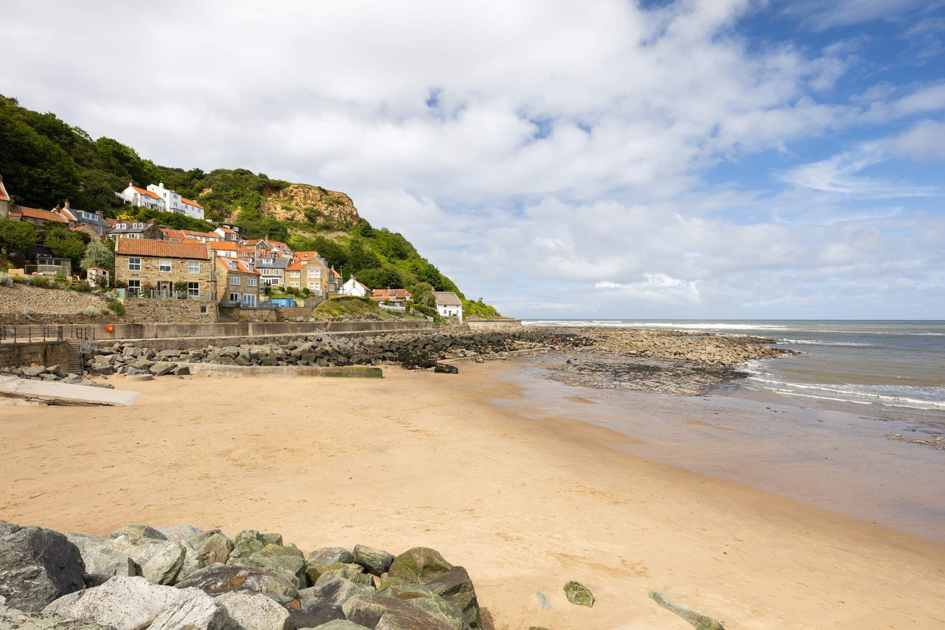 The sandy beach at Runswick Bay.