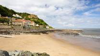 The sandy beach at Runswick Bay.