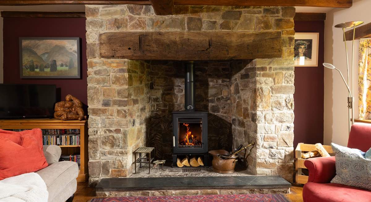 Relaxation in front of a rather gorgeous fireplace! 