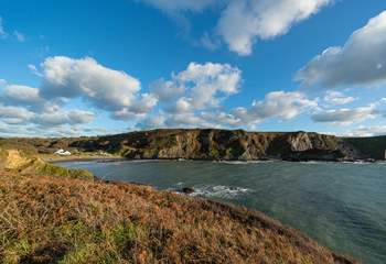 The dramatic north Pembrokeshire coast. Spend the day on Pwllgwaelod Beach just half a mile away. The Old Sailors Inn is almost on the beach. 