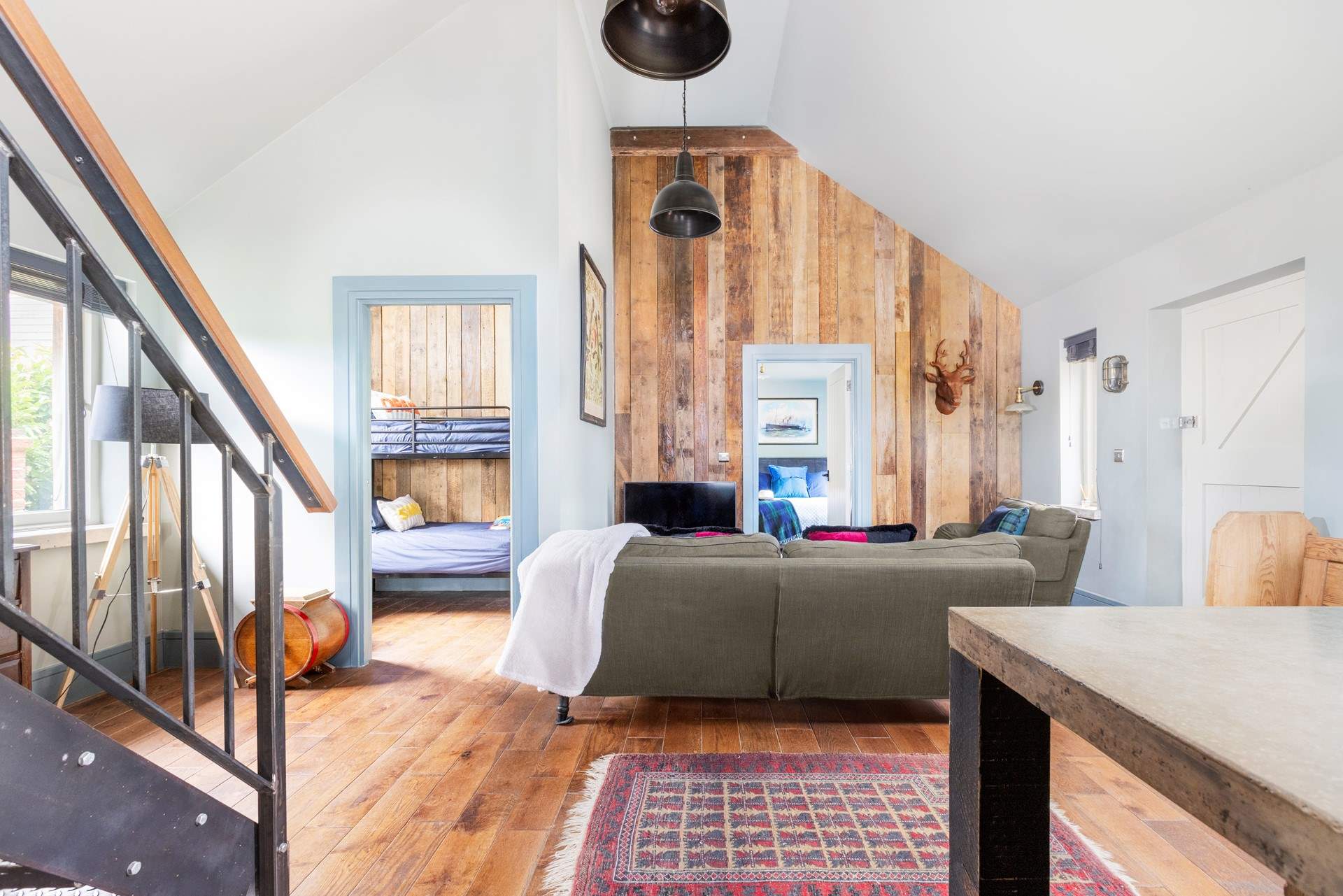 Both bedrooms lead off the living area.