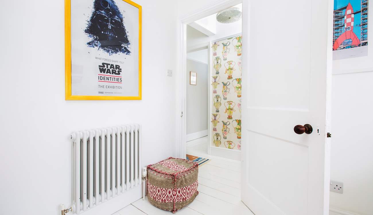 Fun artwork adorns the walls.