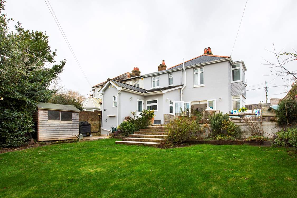 A great garden to enjoy - please be careful with children on the terrace as there is a drop to the lawned area.