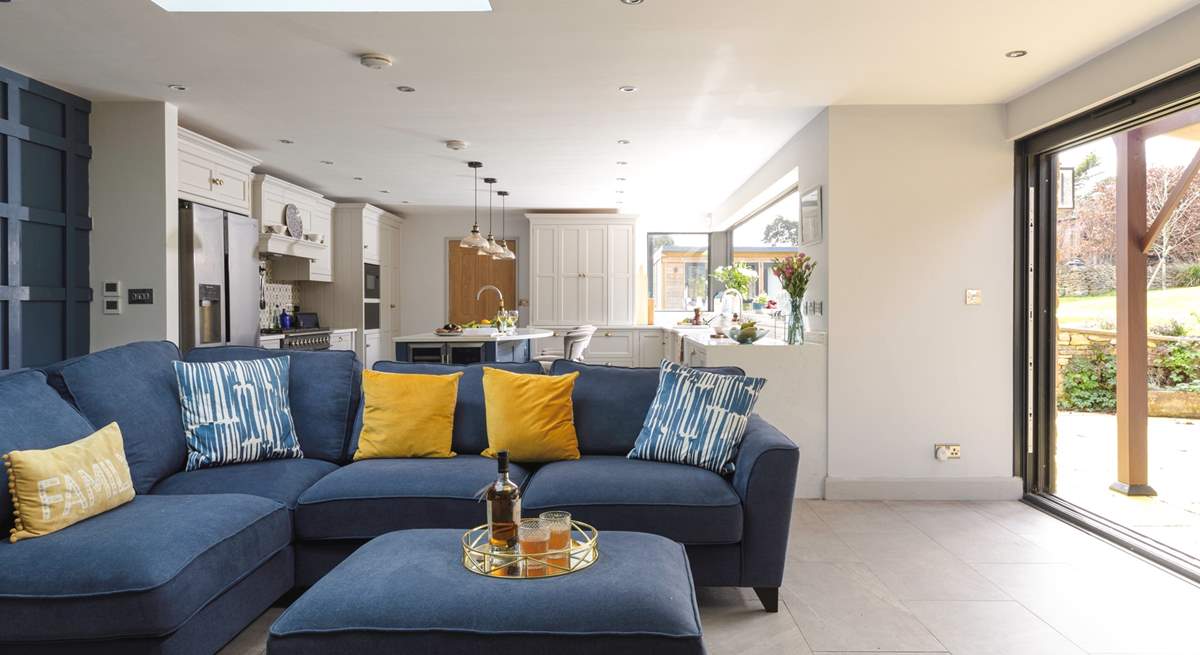 The view from the living area to the open plan kitchen.