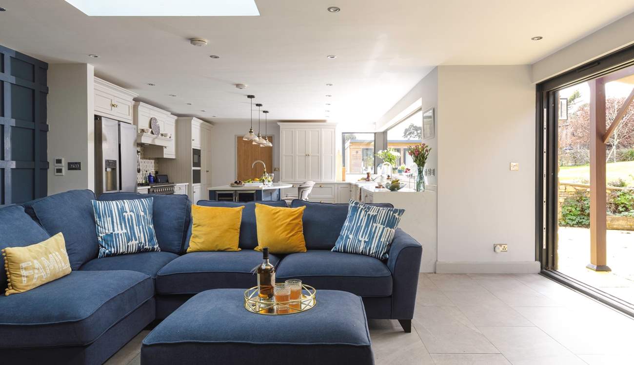 The view from the living area to the open plan kitchen.