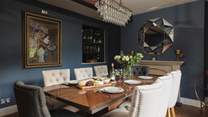 The elegant dining-room provides a touch of grandeur.