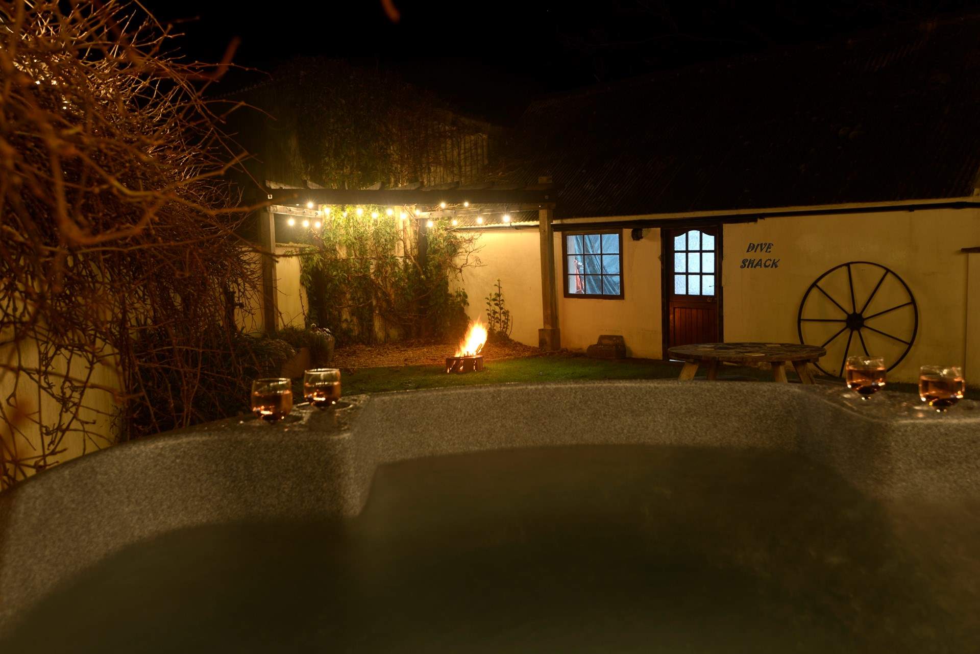End the day in the soothing hot tub under the stars. Bliss. 