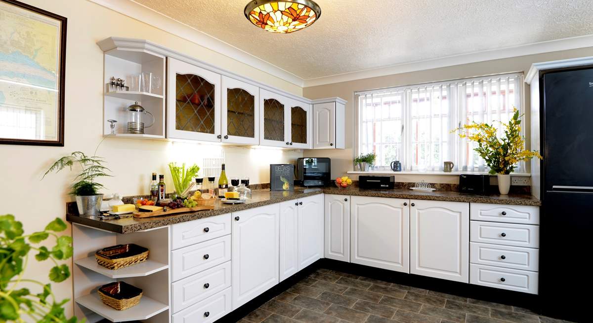 Spacious, light and airy kitchen.