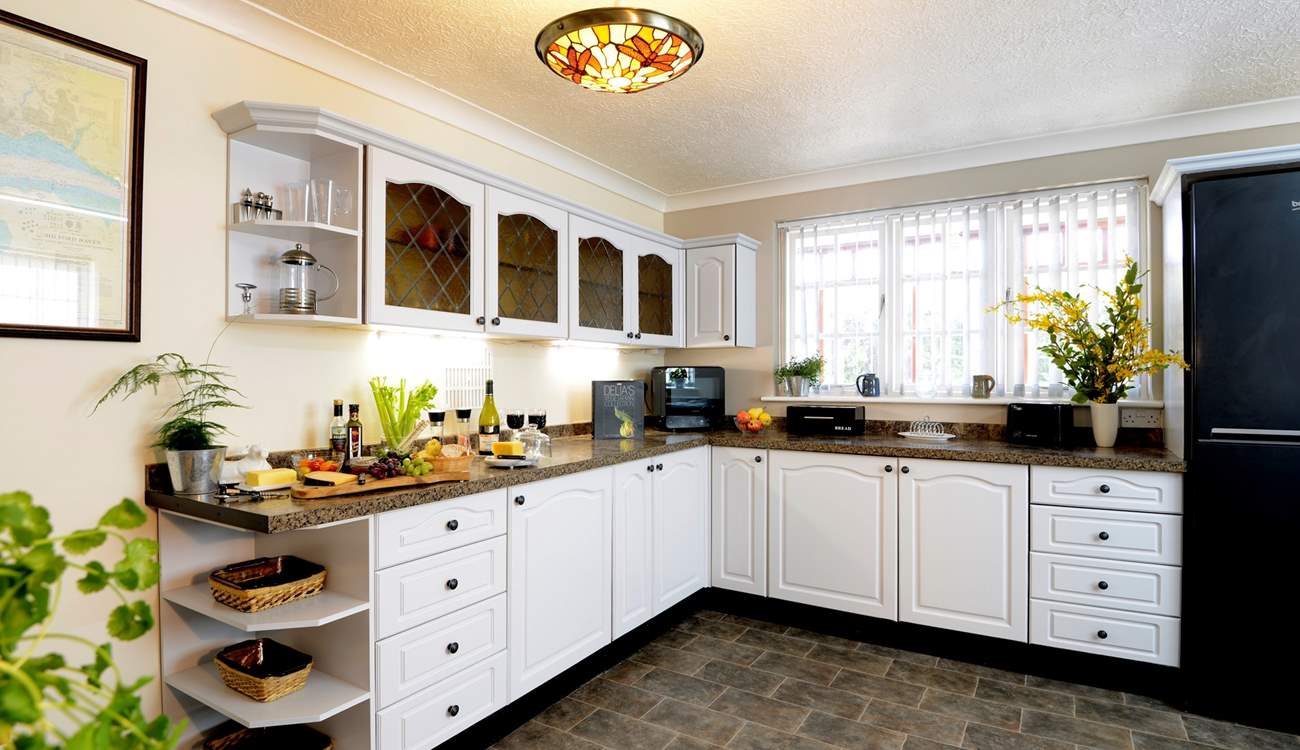 Spacious, light and airy kitchen.