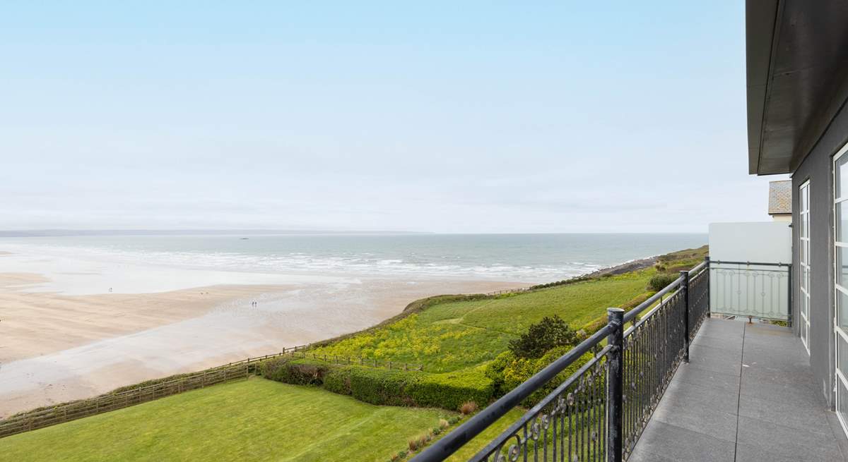 The balcony runs the length of the apartment. 