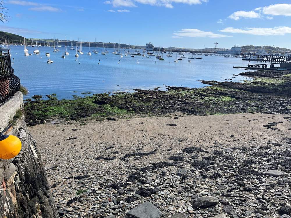 The tidal beach in front of Packett Quays is found down some steps in the development between the two slipways.