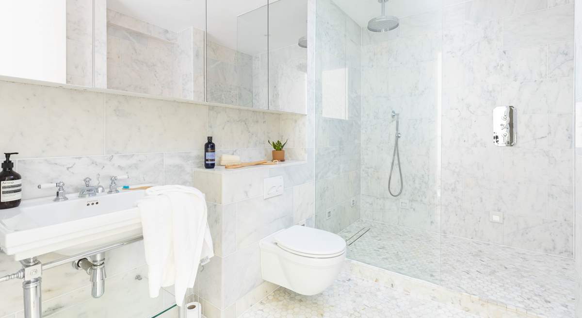 The family shower-room delivers on style and luxury. 