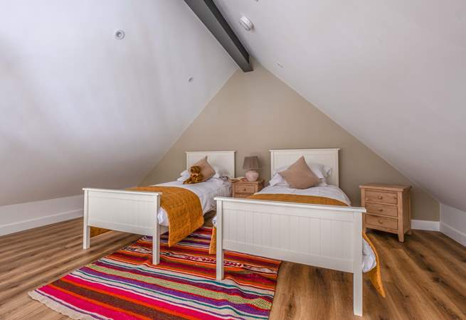 The mezzanine has twin beds.