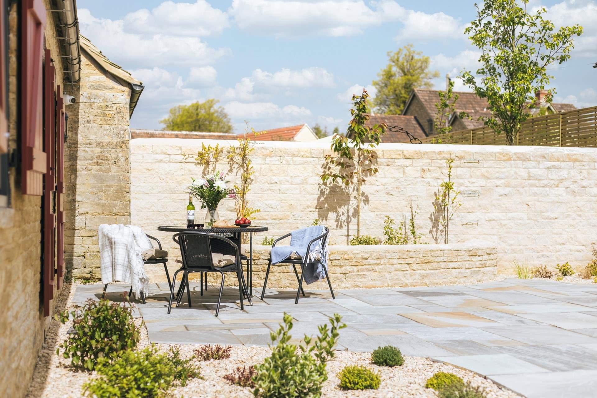 A warm and sheltered spot for lunch on a sunny day.