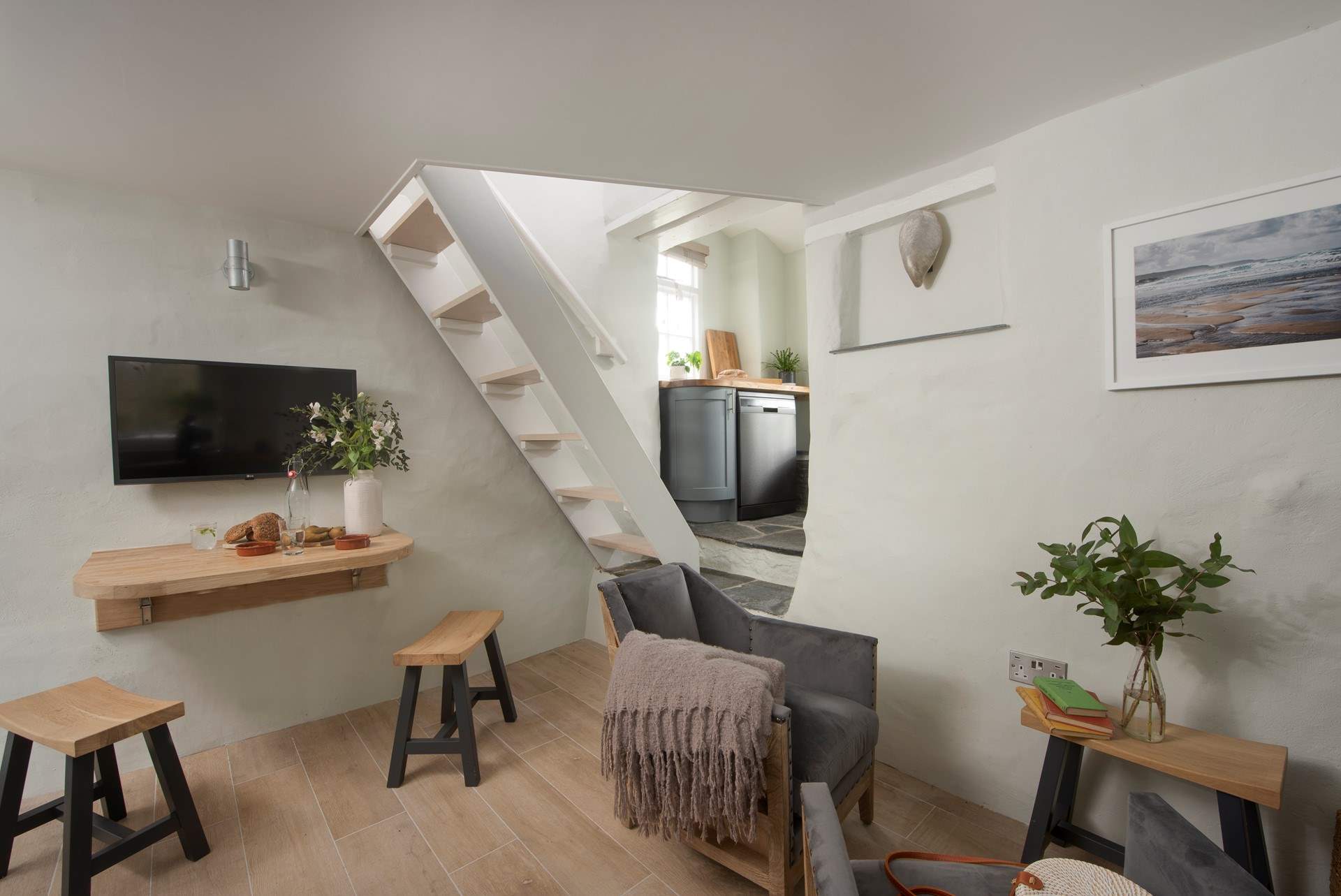 The fold-out table provides the sweetest of dining areas.