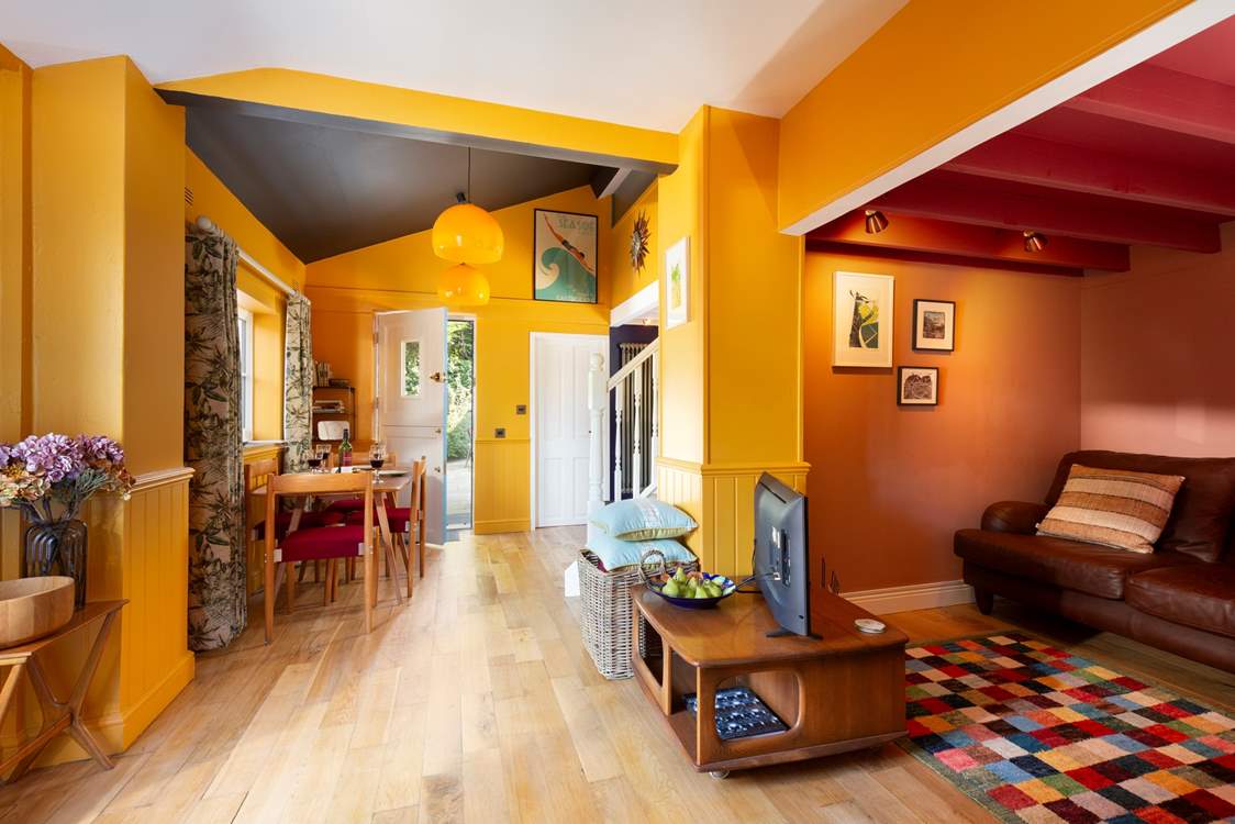 The living area is a welcoming space and lovingly furnished with modern and some nostalgic pieces.