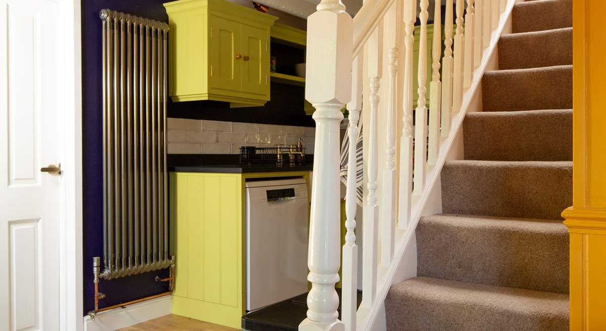 Stairs lead to the double bedroom and bathroom.