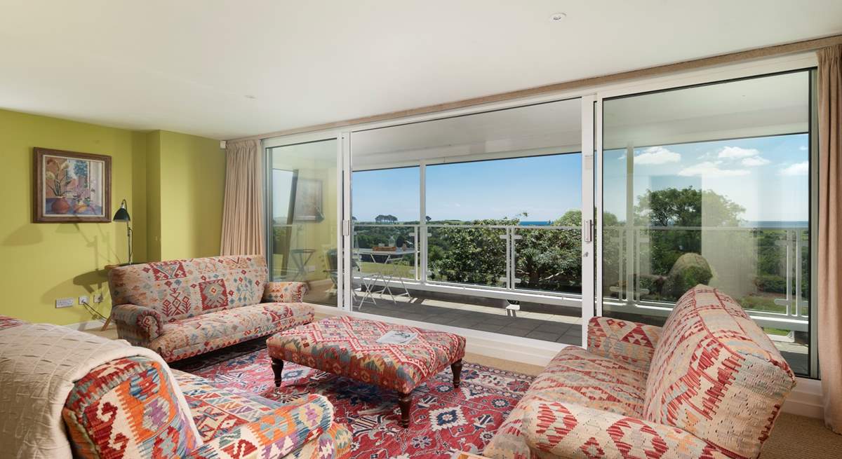 The upstairs sitting-room with a fabulous balcony.